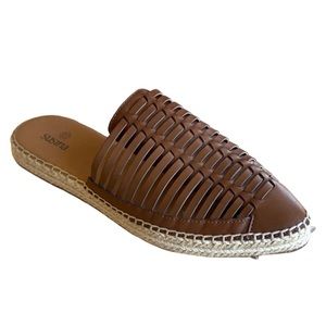 Susina Elora Tan Woven Slip On Espadrille Mules Platforms Size 8